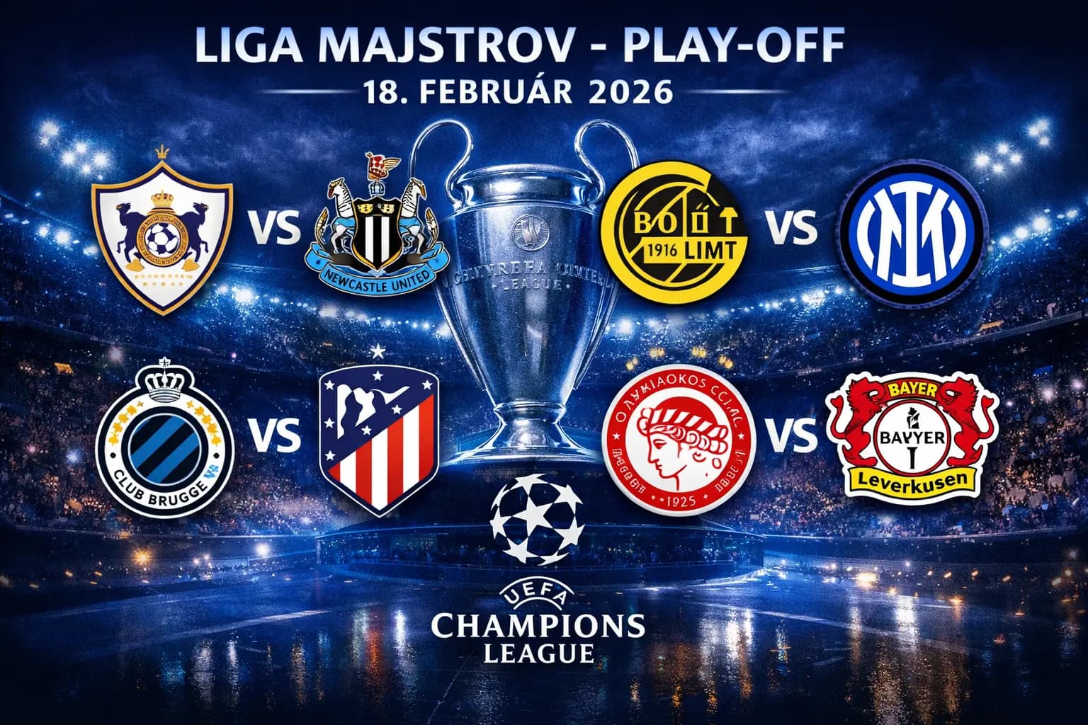 Liga majstrov dnes (18. 2. 2026): 4 zápasy play-off, preview